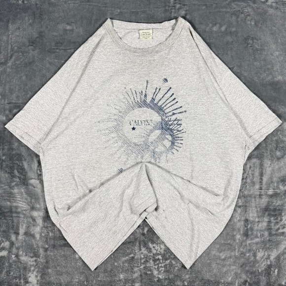 Y2K Calvin Klein Grey Graphic T-Shirt - size XL - measurements listed - Picture 1 of 6